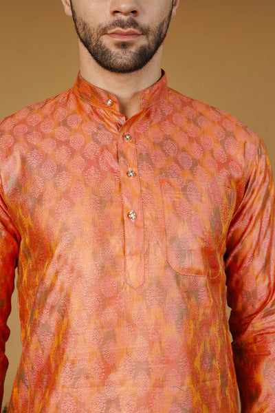 Banarasi Cotton Orange Kurta