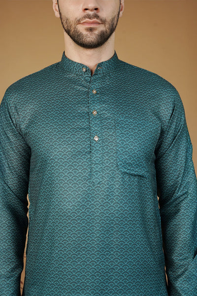 Cotton Printed Green Kurta