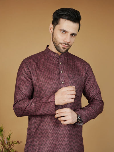 Cotton Printed Red Kurta