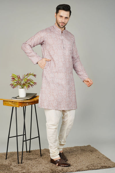 Cotton Printed Brown Kurta