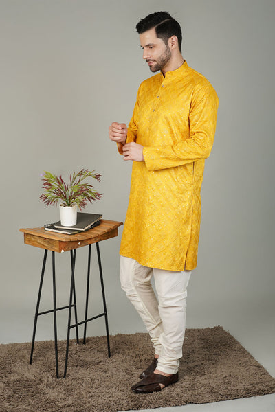 Rayon Emrbroidery Yellow Kurta