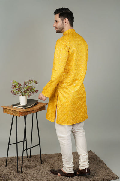 Rayon Emrbroidery Yellow Kurta
