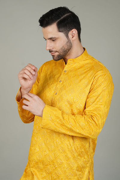 Rayon Emrbroidery Yellow Kurta