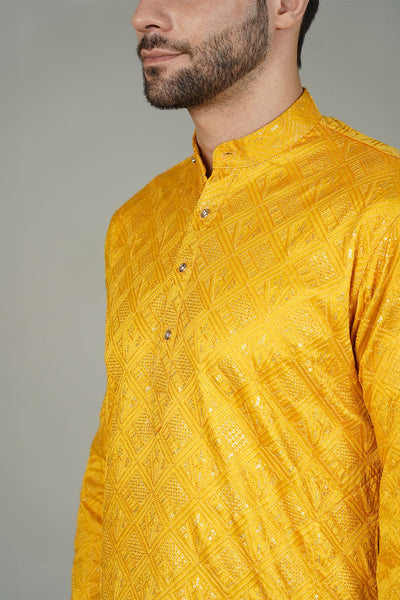 Rayon Emrbroidery Yellow Kurta