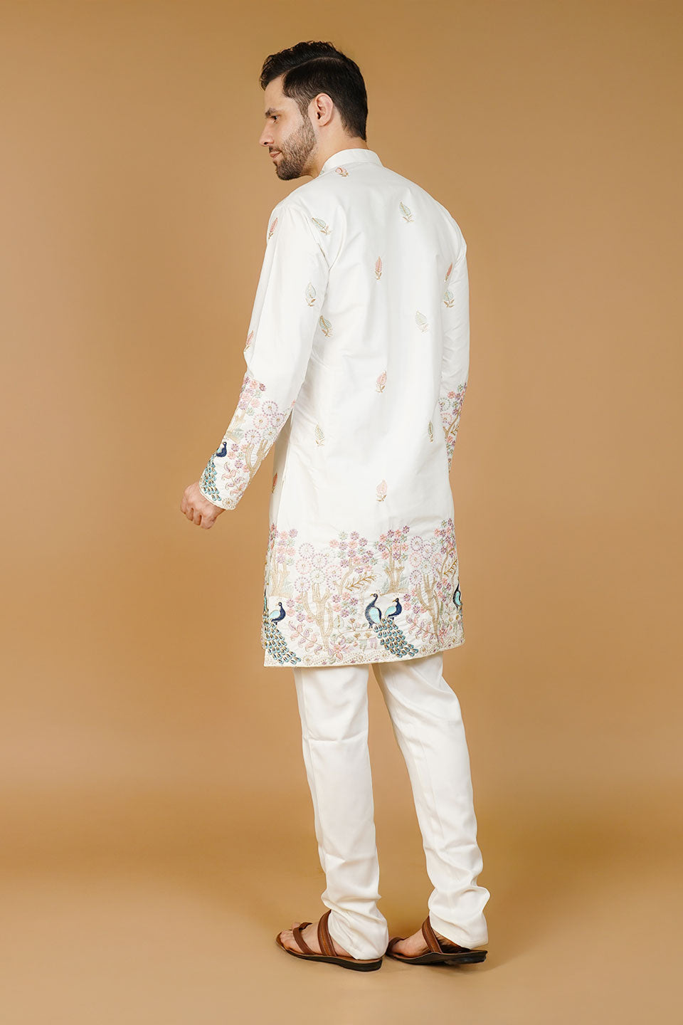 Art Silk Embroidery White Kurta