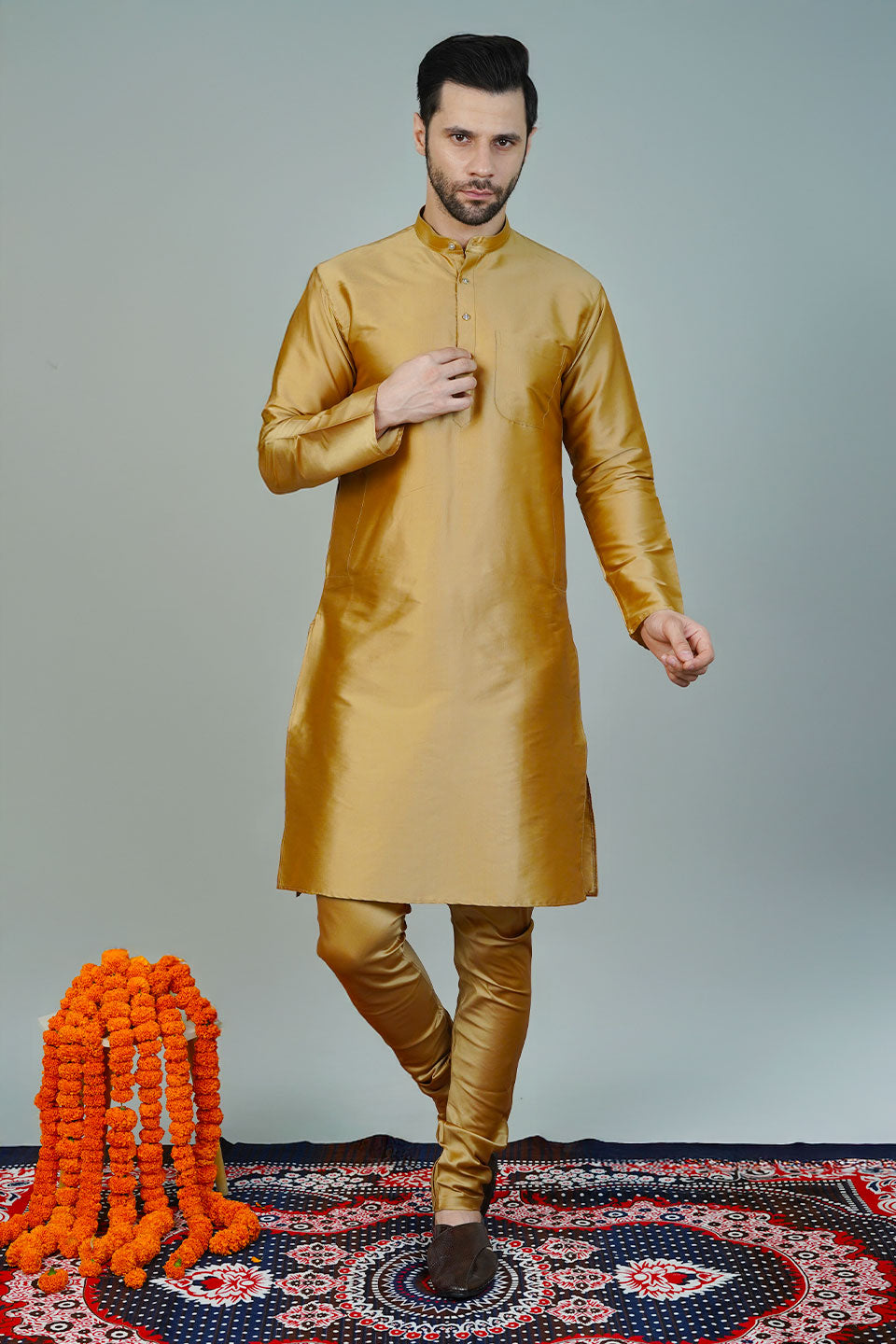 Silk Gold Long Kurtas