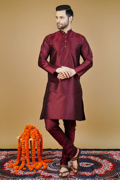 Silk Red Long Kurtas