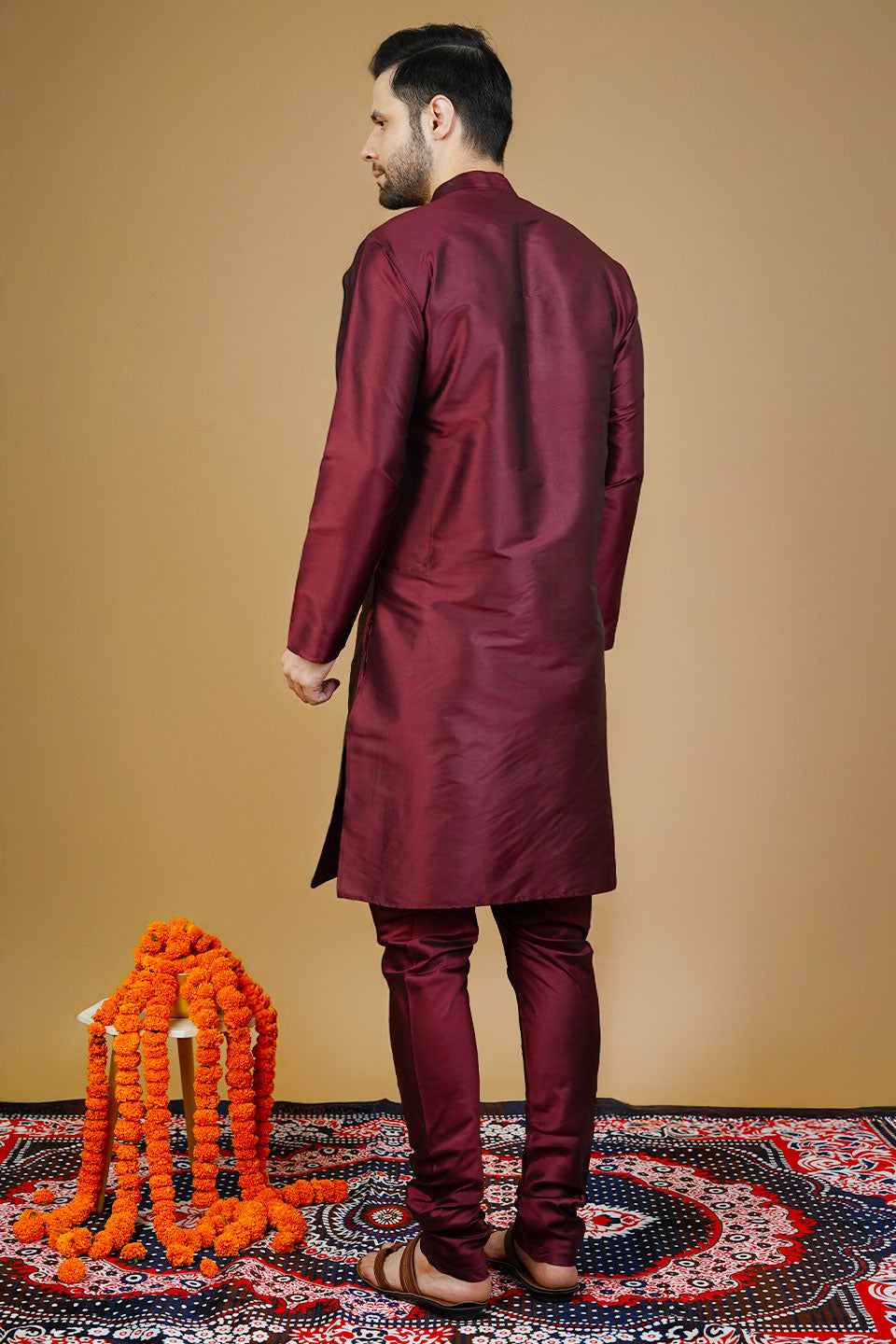 Silk Red Long Kurtas