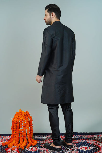 Silk Black Long Kurtas