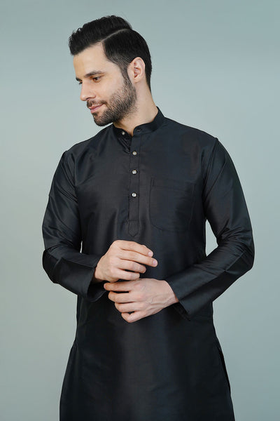 Silk Black Long Kurtas