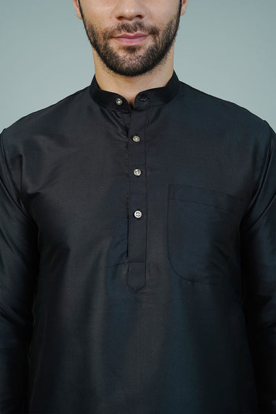 Silk Black Long Kurtas