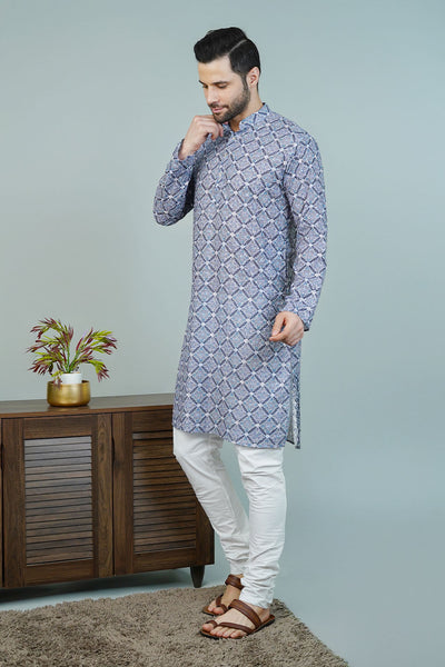 Cotton Blue Long Kurtas