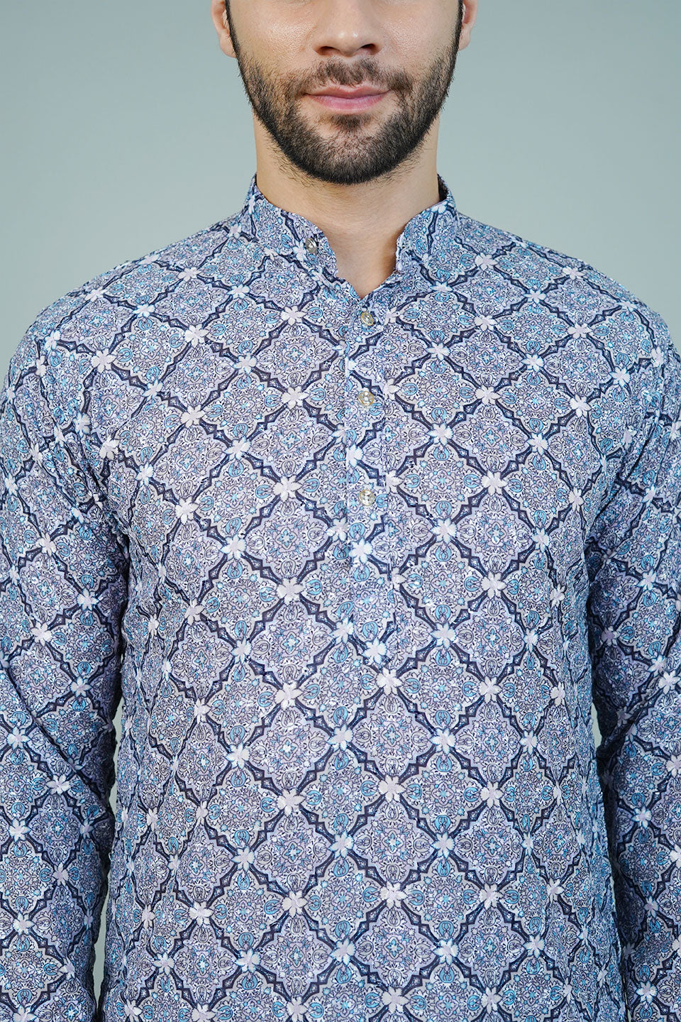 Cotton Blue Long Kurtas