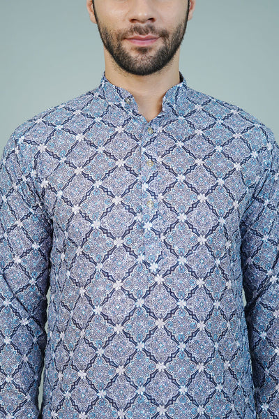 Cotton Blue Long Kurtas