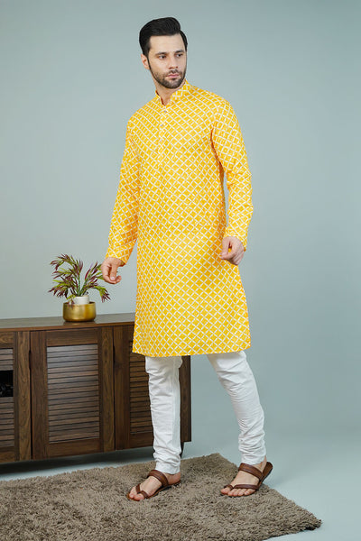 Cotton Yellow Long Kurtas