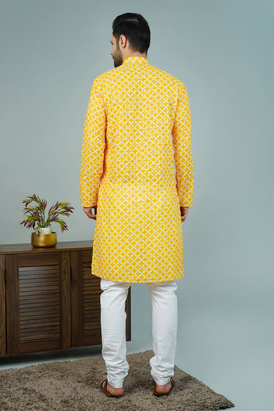 Cotton Yellow Long Kurtas