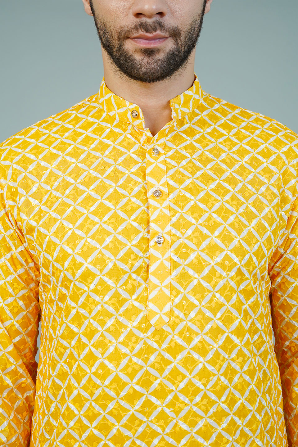 Cotton Yellow Long Kurtas