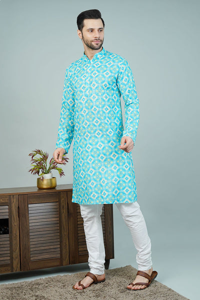 Cotton Blue Long Kurtas
