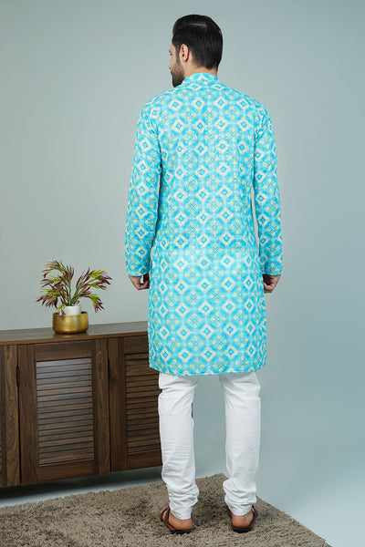 Cotton Blue Long Kurtas