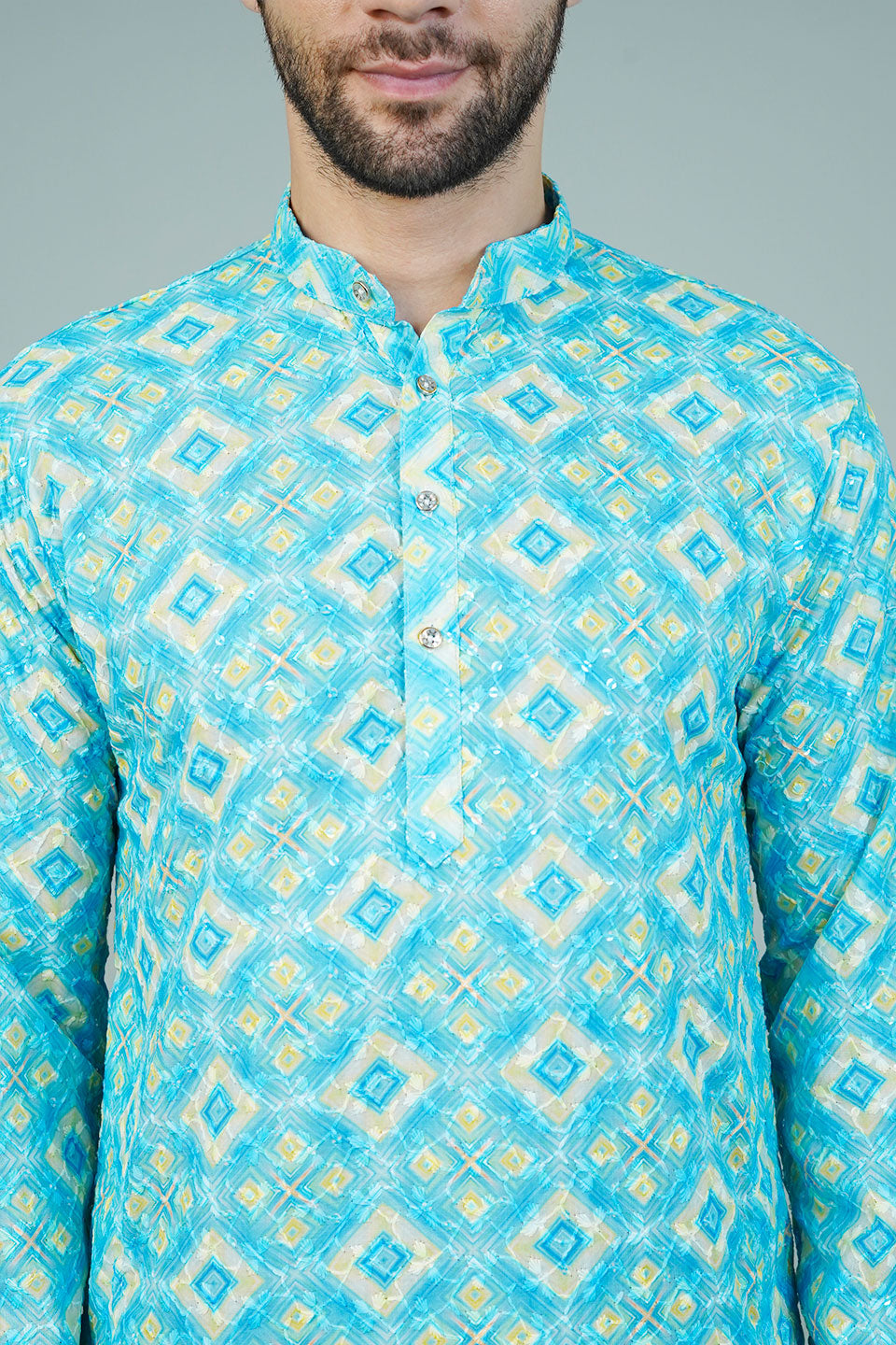 Cotton Blue Long Kurtas