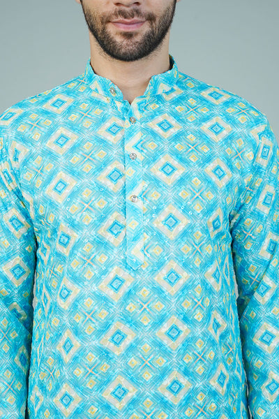 Cotton Blue Long Kurtas