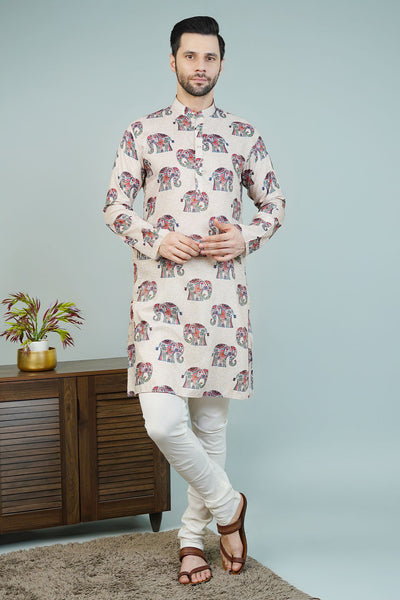 Cotton Beige Long Kurtas