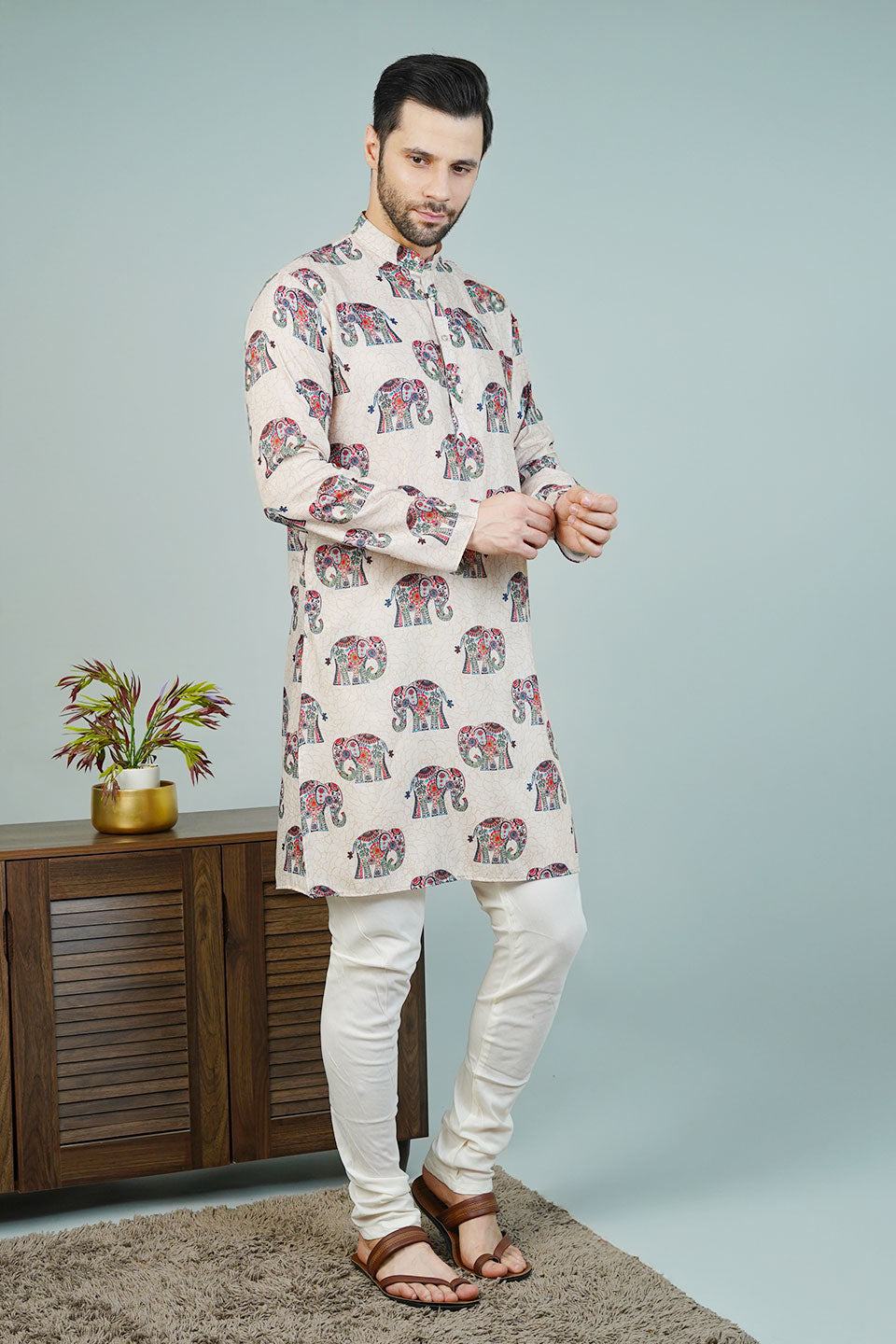 Cotton Beige Long Kurtas