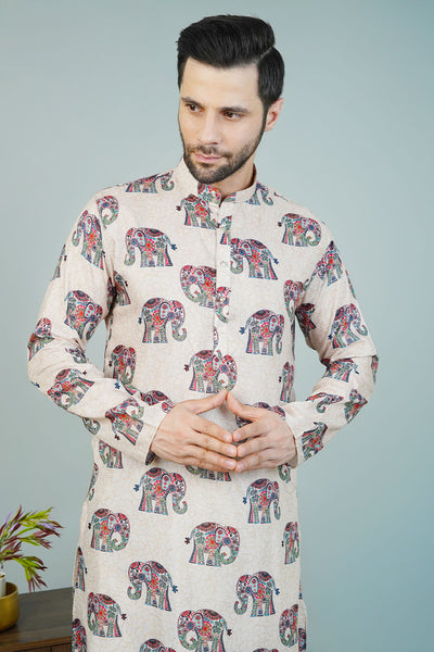 Cotton Beige Long Kurtas