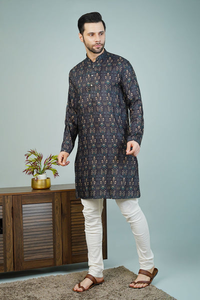 Cotton Black Long Kurtas
