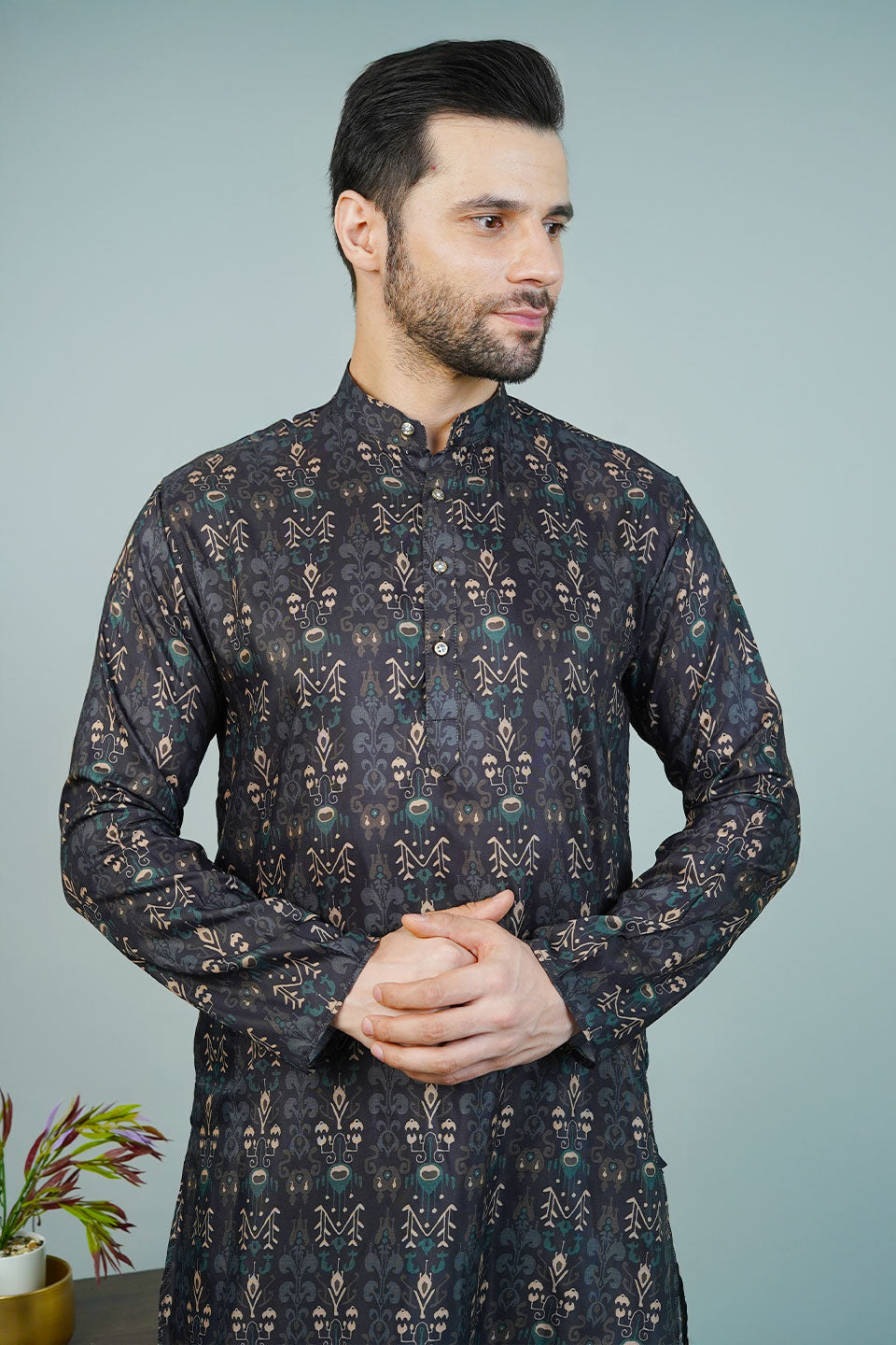 Cotton Black Long Kurtas