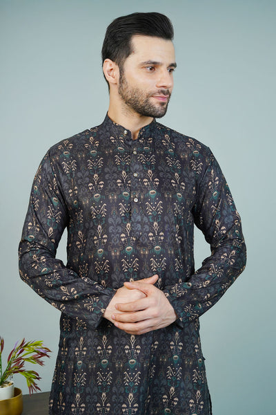 Cotton Black Long Kurtas