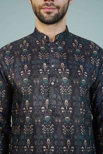 Cotton Black Long Kurtas