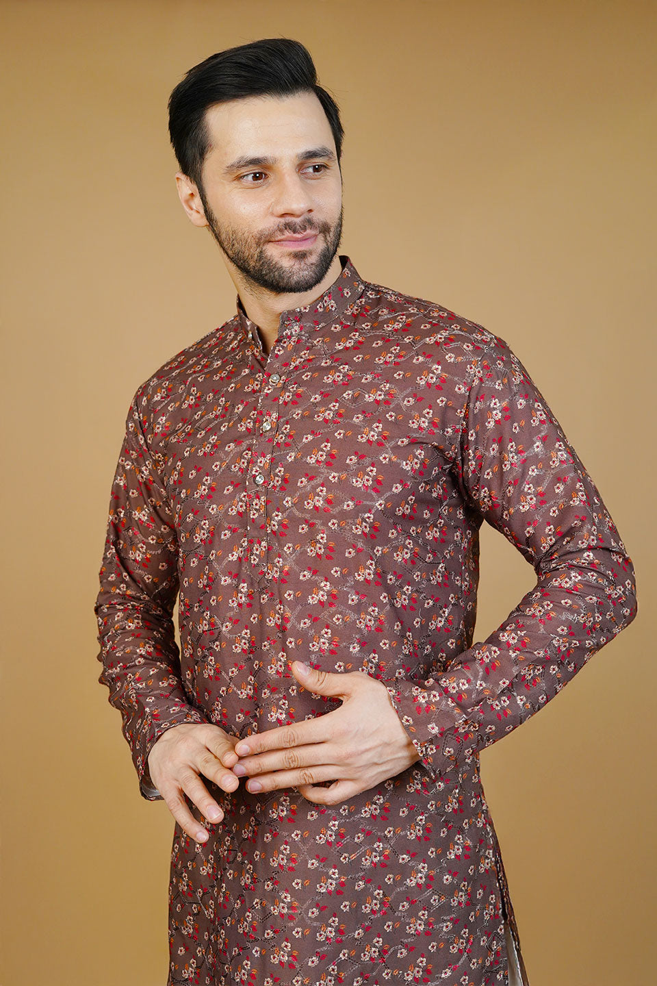 Cotton Brown Long Kurtas