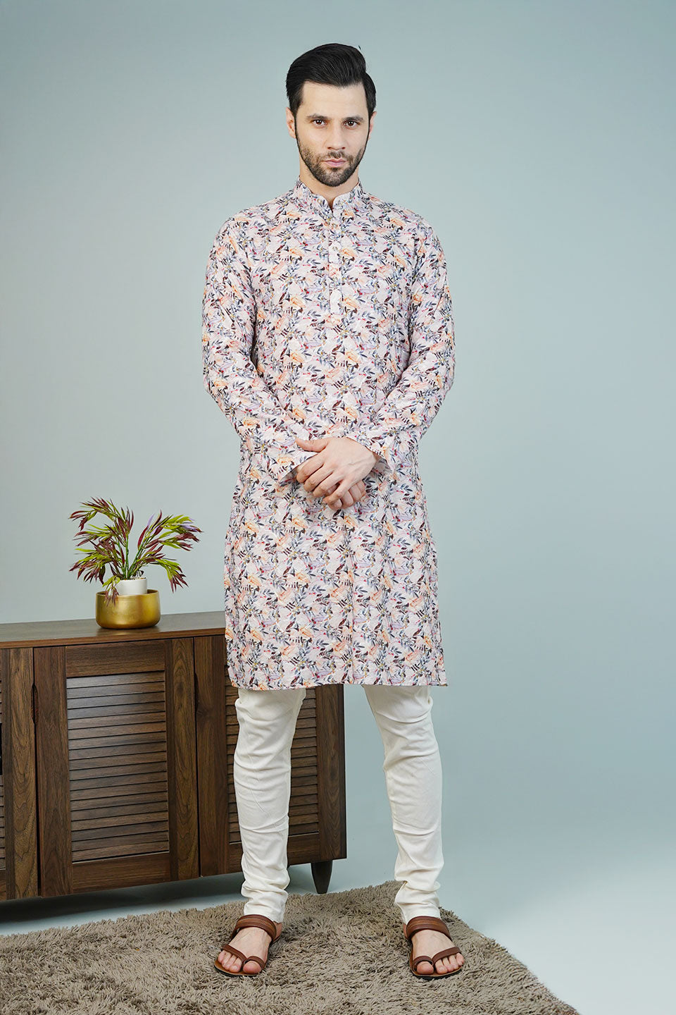 Cotton Beige Long Kurtas