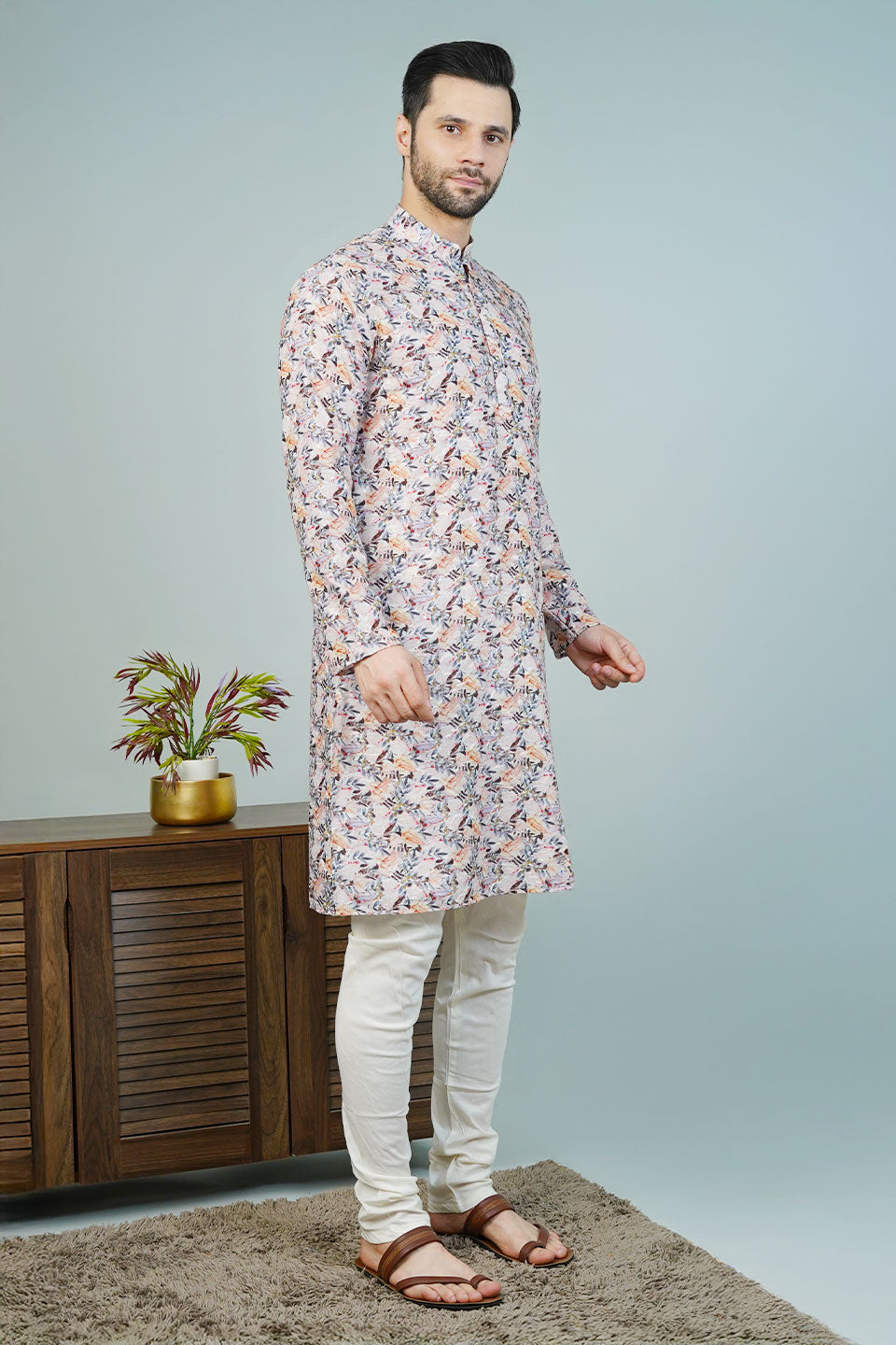 Cotton Beige Long Kurtas