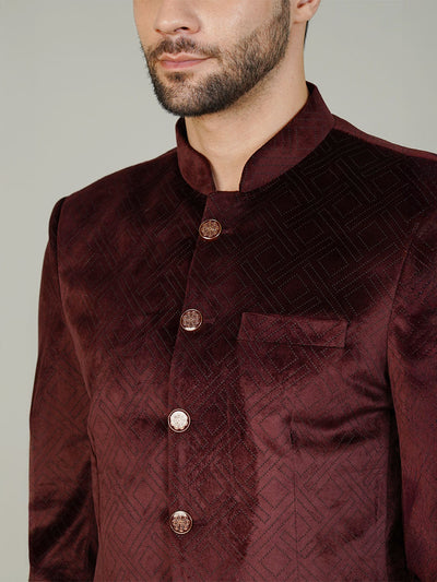 Velvet Maroon Bandhgala