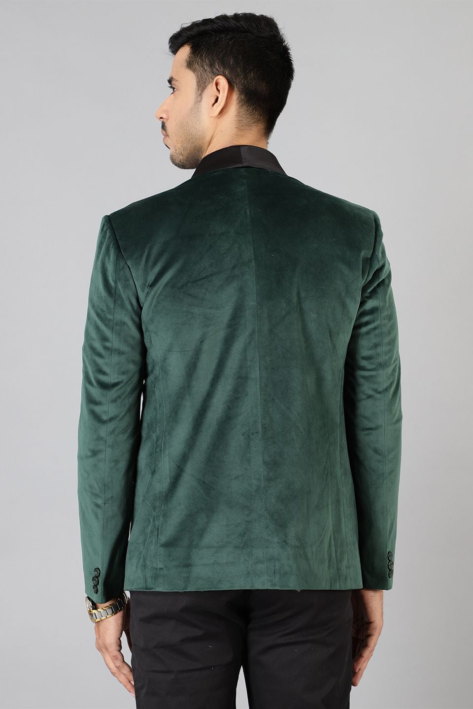 Dust Free Velvet Green Tuxedo with Gold Embroidery