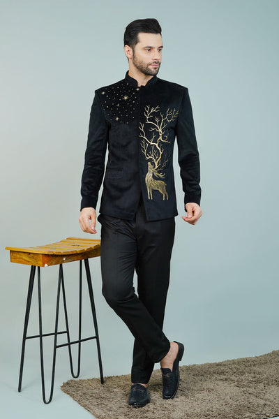 Velvet Black Bandhgala