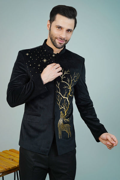 Velvet Black Bandhgala