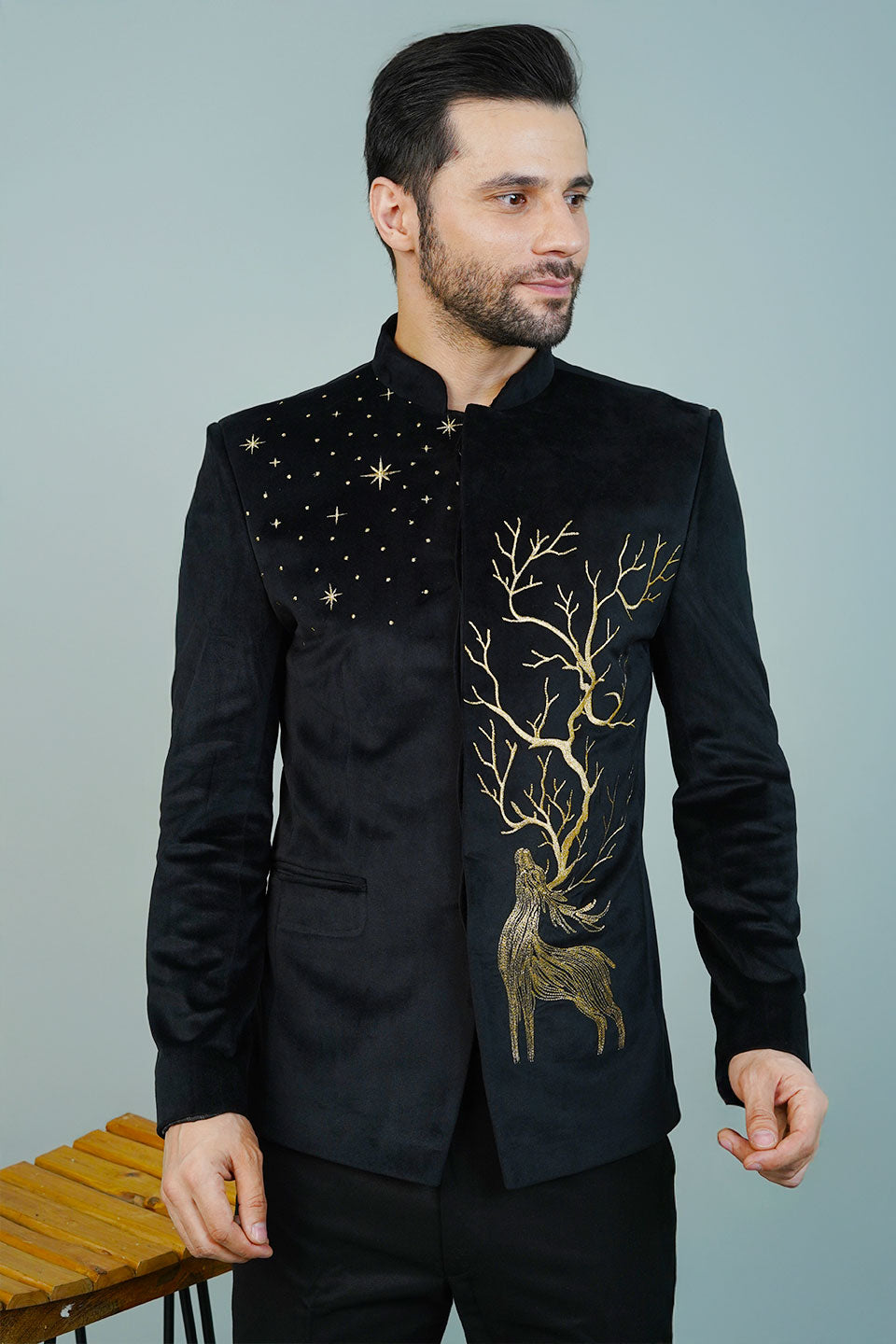 Velvet Black Bandhgala