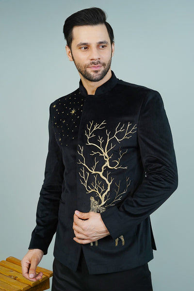 Velvet Black Bandhgala