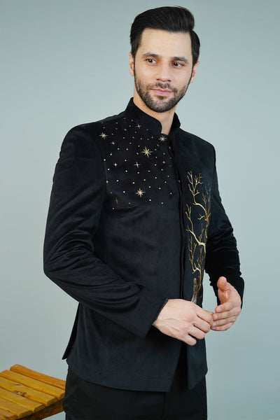 Velvet Black Bandhgala