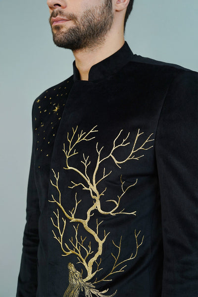 Velvet Black Bandhgala