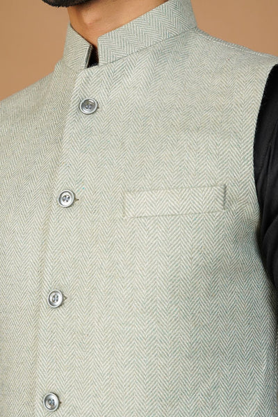 Tweedwool Green Nehru Jacket