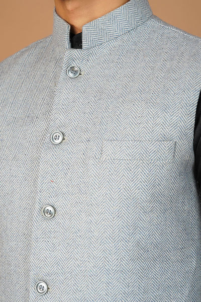 Tweedwool Blue Nehru Jacket