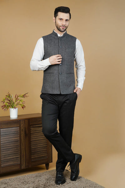 Wool Gray Nehru Jacket