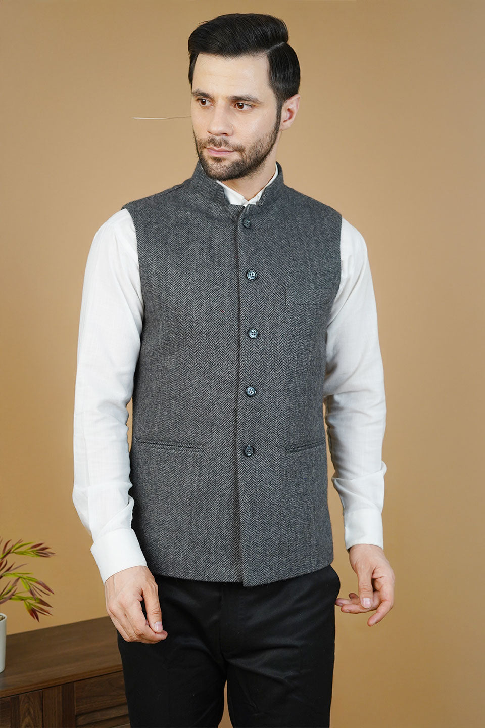 Wool Gray Nehru Jacket