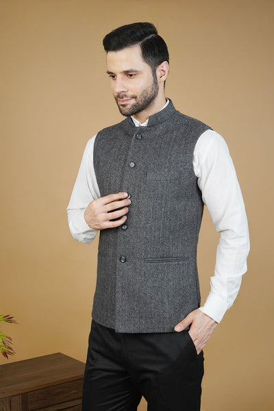 Wool Gray Nehru Jacket