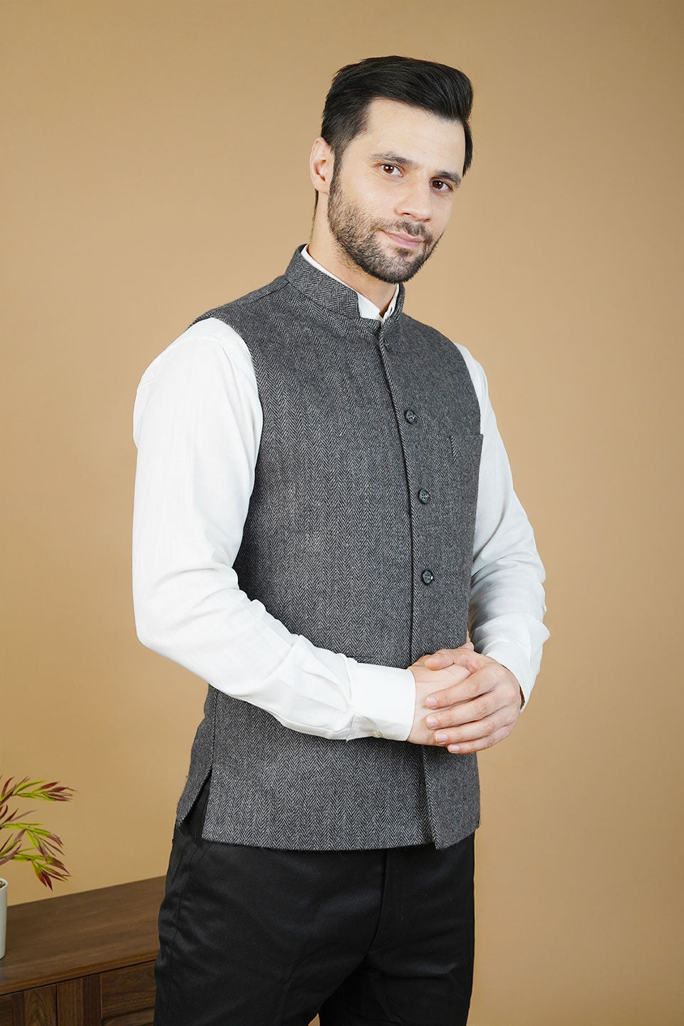 Wool Gray Nehru Jacket