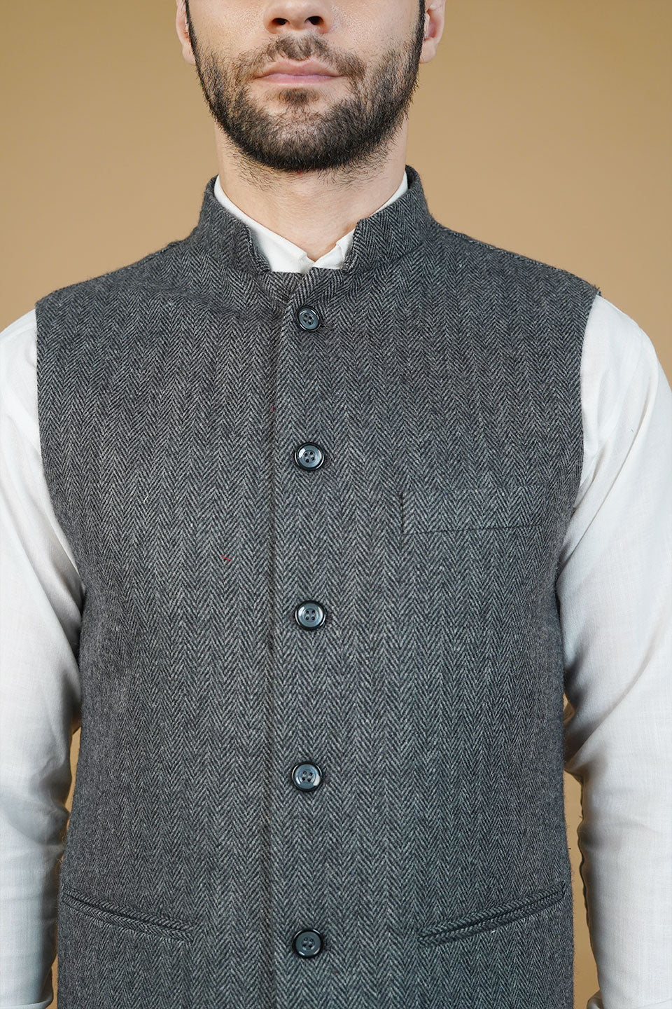 Wool Gray Nehru Jacket